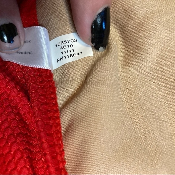 Cacique Red Textured String Bikini Bottom - Picture 8 of 8